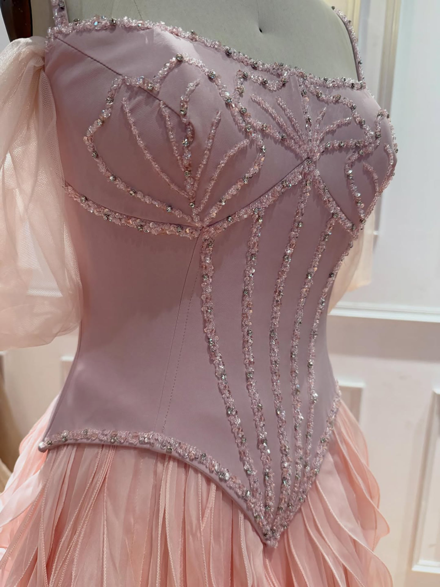Luxury Gray Beaded Mermaid Corset Tulle Evening Dress With Gloves LA73368A SERENE HILL