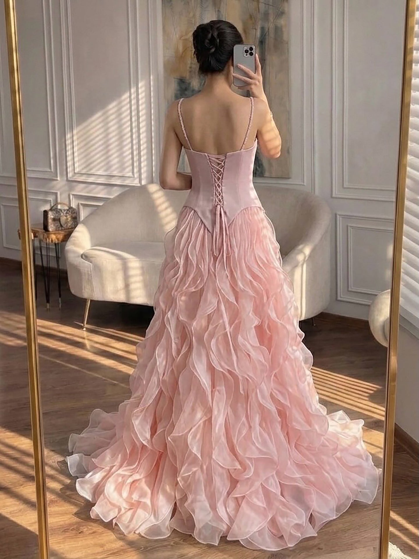 Luxury Gray Beaded Mermaid Corset Tulle Evening Dress With Gloves LA73368A SERENE HILL