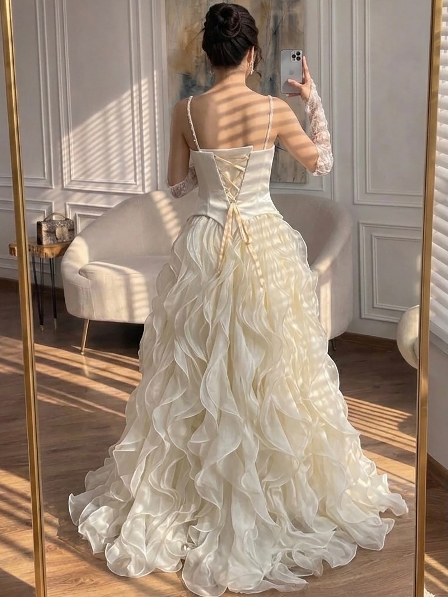 Luxury Gray Beaded Mermaid Corset Tulle Evening Dress With Gloves LA73368A SERENE HILL