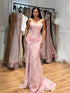 Luxury Pink Lace Corset Mermaid Slit Evening Dress LA73373A SERENE HILL