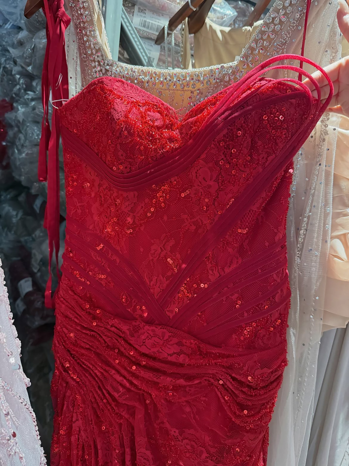 Luxury Pink Lace Corset Mermaid Slit Evening Dress LA73373A SERENE HILL