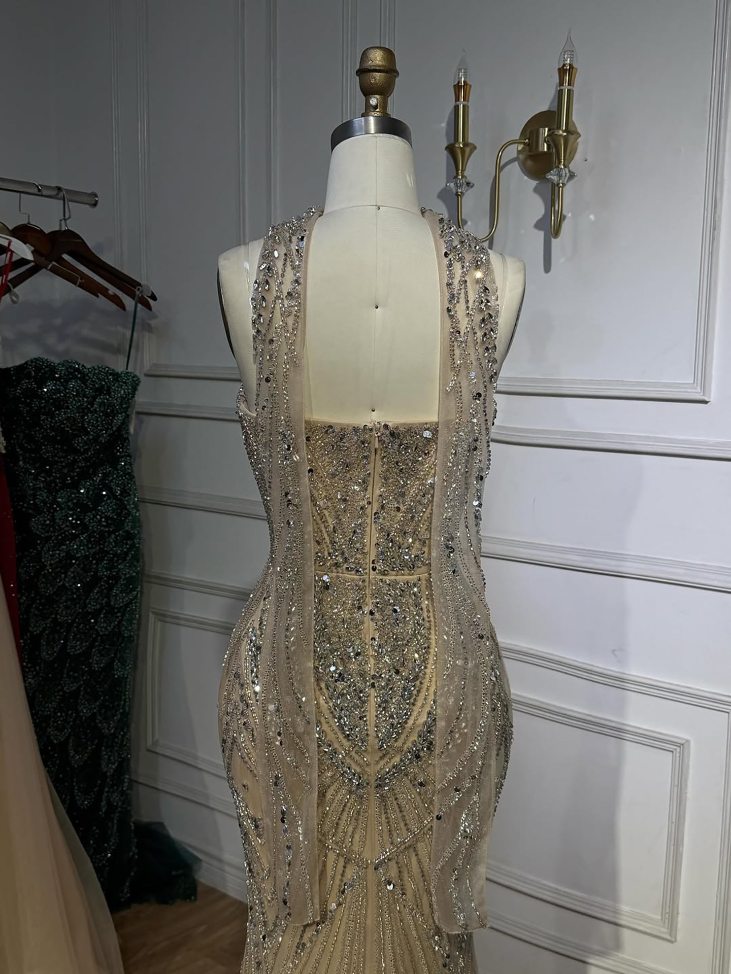 Luxury Nude Crystal Beaded Mermaid Evening Dress LA73375 SERENE HILL
