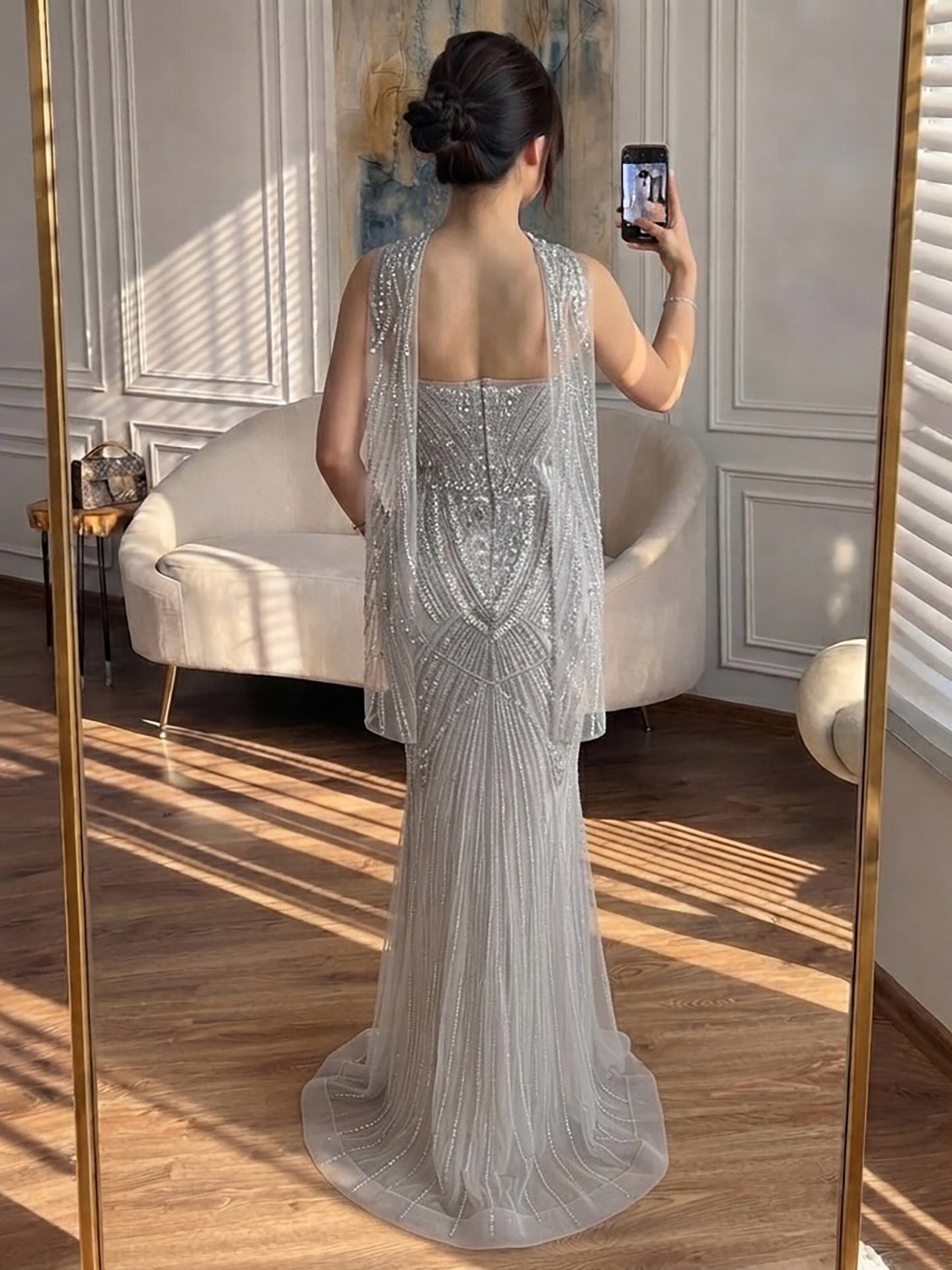 Luxury Nude Crystal Beaded Mermaid Evening Dress LA73375 SERENE HILL