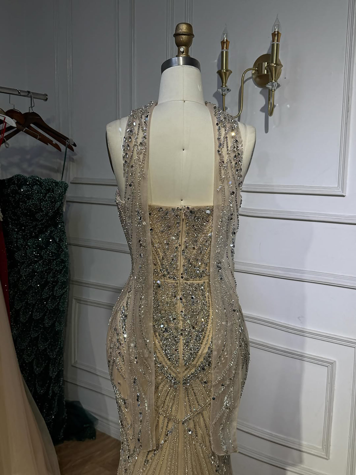 Luxury Nude Crystal Beaded Mermaid Evening Dress LA73375 SERENE HILL
