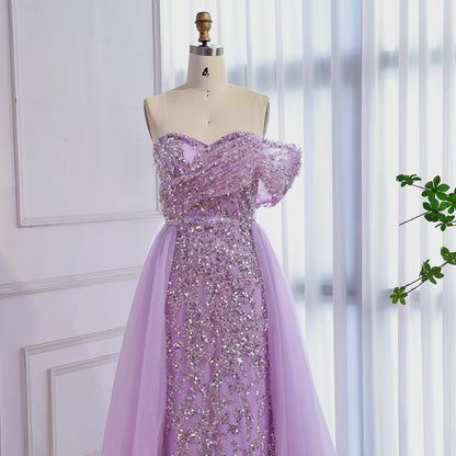 Luxury Arabic Blue One Shoulder Mermaid Evening Dress LA73378 SERENE HILL