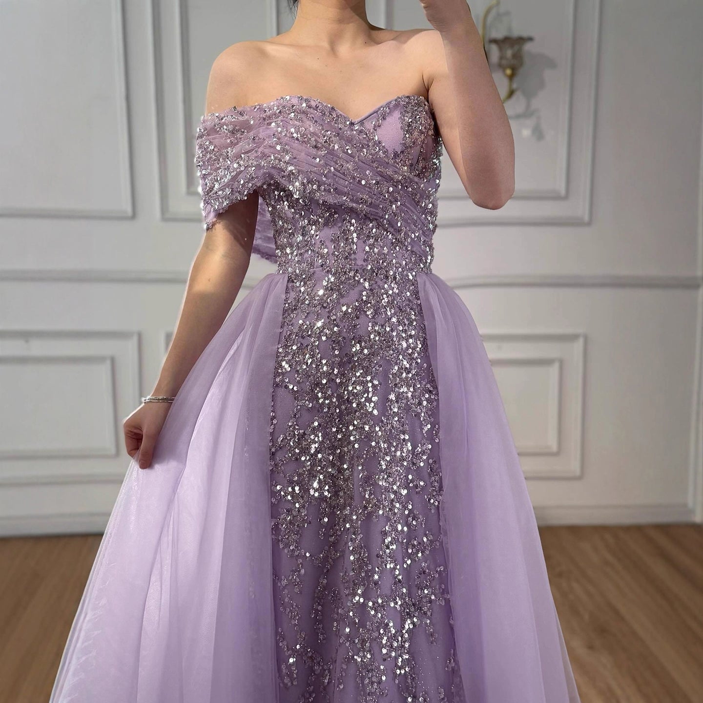 Luxury Arabic Blue One Shoulder Mermaid Evening Dress LA73378