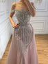 Luxury Beaded Nude Off Shoulder Mermaid Evening Dress LA73392 - SERENE  HILL