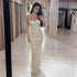 Luxury Nude Pearls Beaded Strapless Mermaid Evening Dress LA73395 - SERENE  HILL