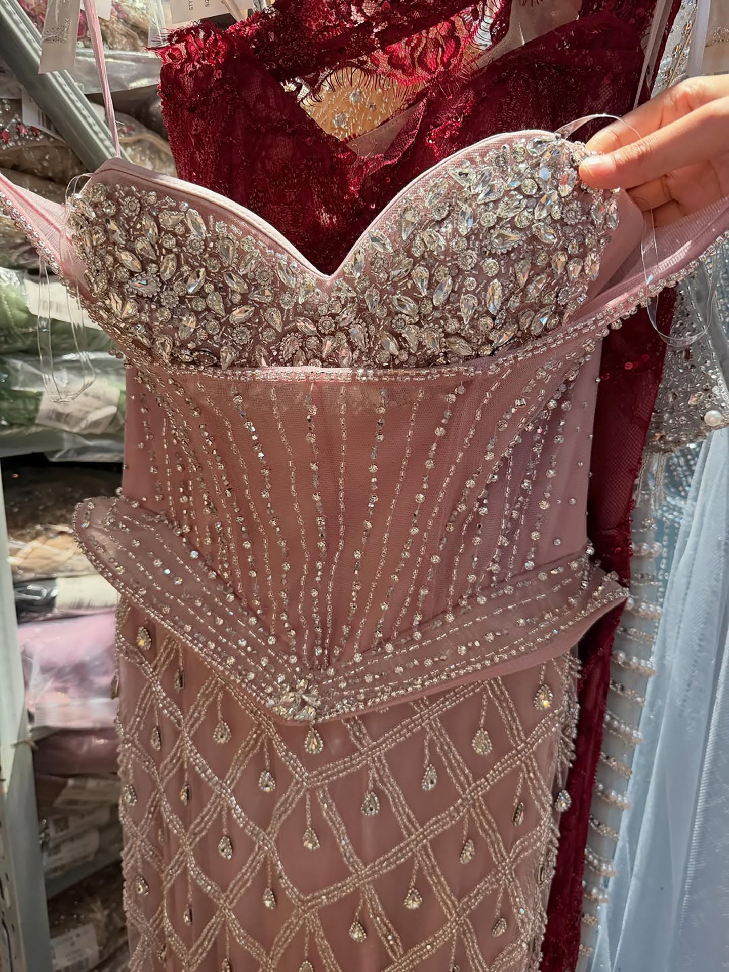 Luxury Nude Crystal Beaded Corset Mermaid Evening Dress LA73400 SERENE HILL