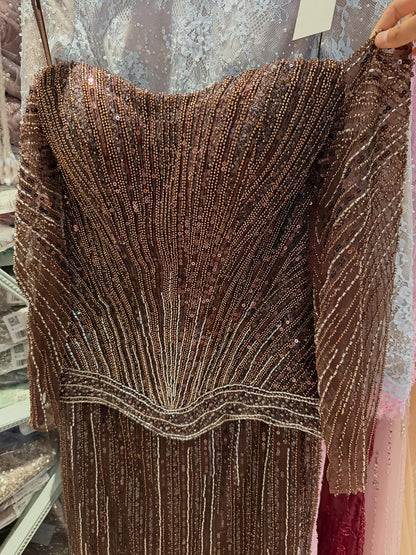 Luxury Brown Arabic Beaded Mermaid Evening Dress LA73403 SERENE HILL