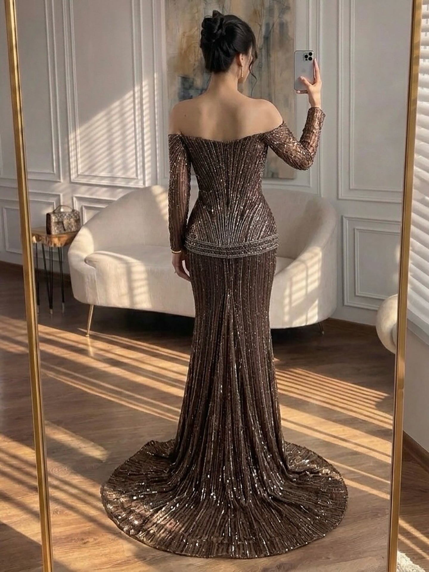 Luxury Brown Arabic Beaded Mermaid Evening Dress LA73403 SERENE HILL