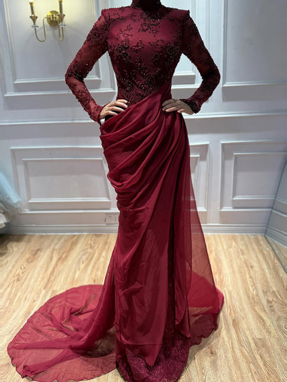 Luxury Lilac High Neck Beaded Mermaid Evening Dress LA73407 SERENE HILL