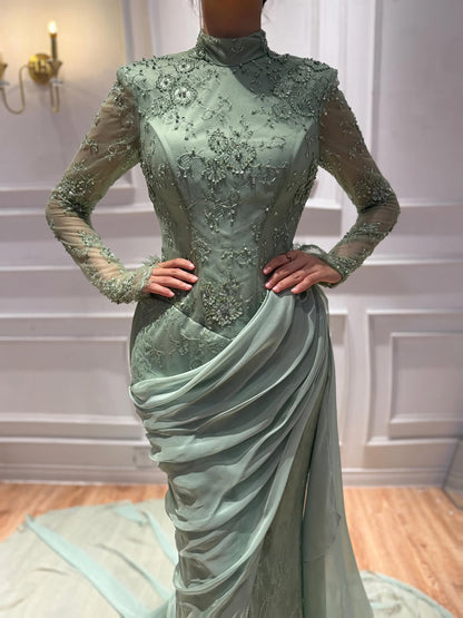 Luxury Lilac High Neck Beaded Mermaid Evening Dress LA73407 SERENE HILL