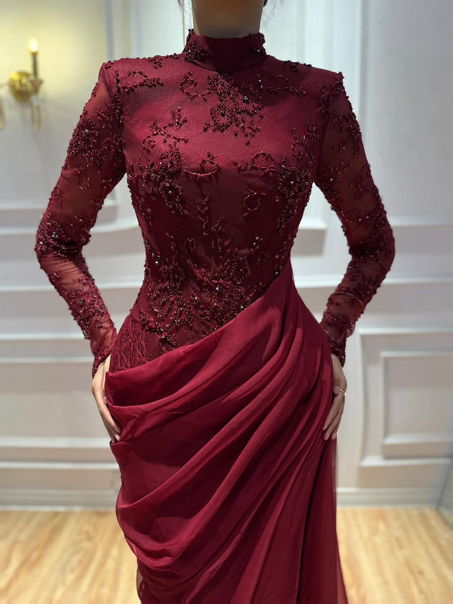 Luxury Lilac High Neck Beaded Mermaid Evening Dress LA73407 SERENE HILL