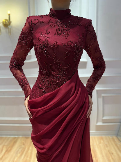 Luxury Lilac High Neck Beaded Mermaid Evening Dress LA73407 SERENE HILL