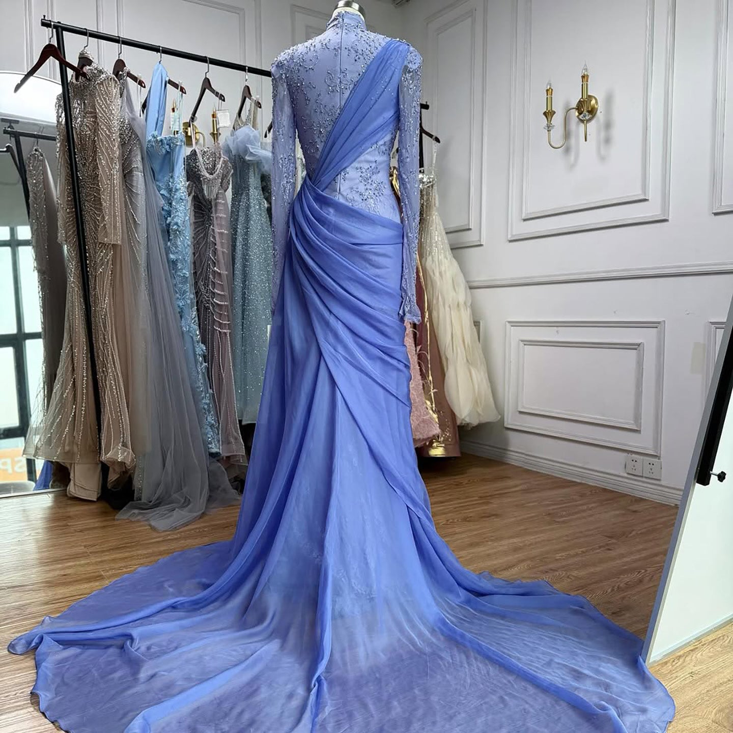 Luxury Lilac High Neck Beaded Mermaid Evening Dress LA73407 - SERENE  HILL