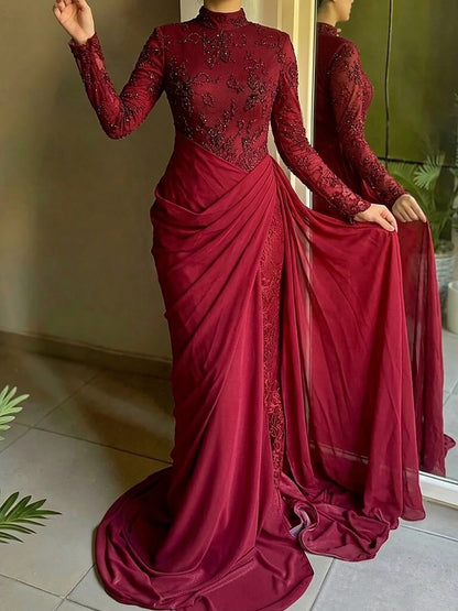 Luxury Lilac High Neck Beaded Mermaid Evening Dress LA73407 SERENE HILL