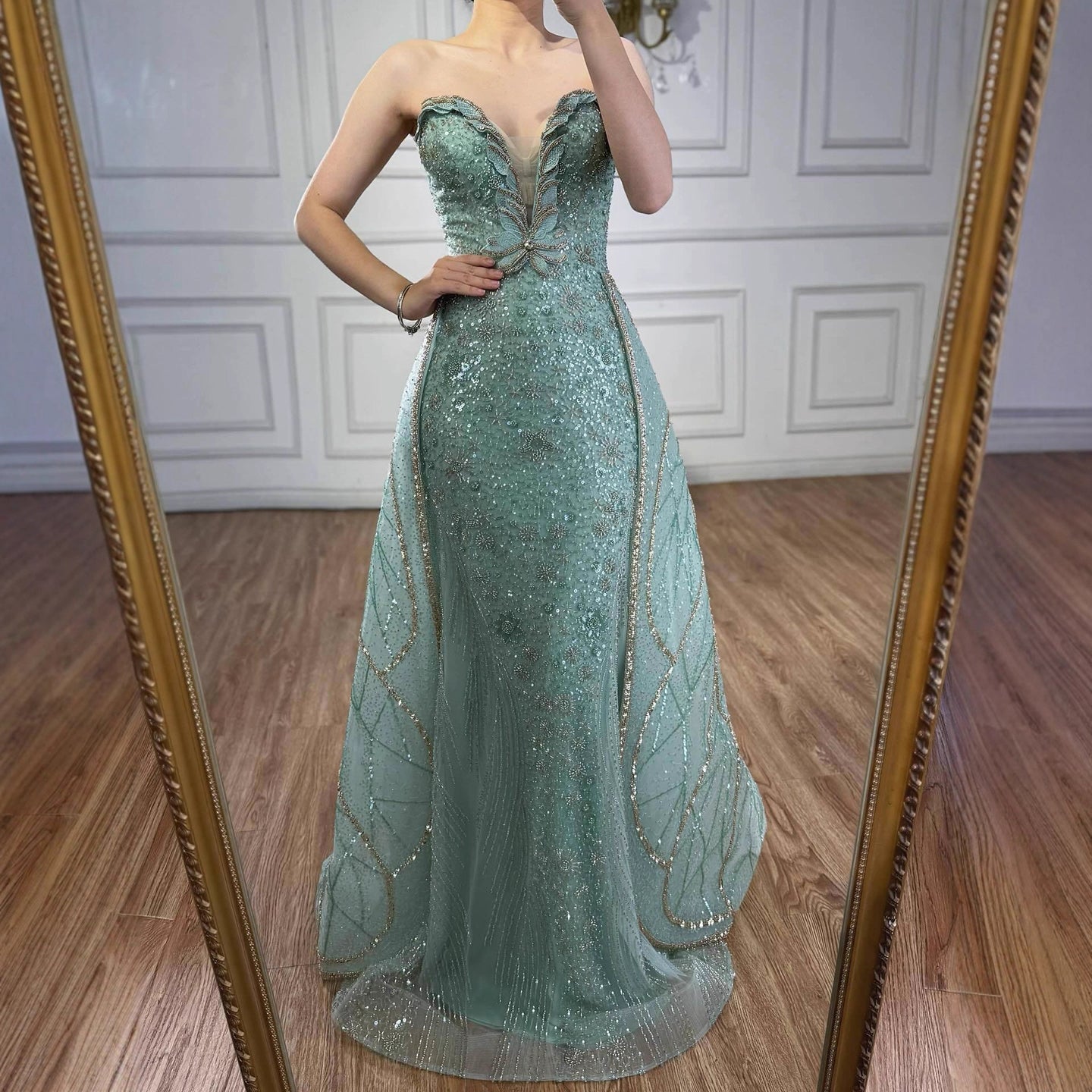 turquoise beaded dress Crystal Sequin Corset Maxi Dress Turquoise