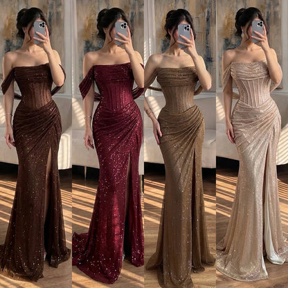 Luxury Green Off Shoulder Corset Mermaid Evening Dress LA73410C SERENE HILL