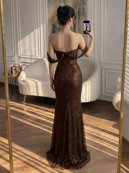 Luxury Green Off Shoulder Corset Mermaid Evening Dress LA73410C SERENE HILL