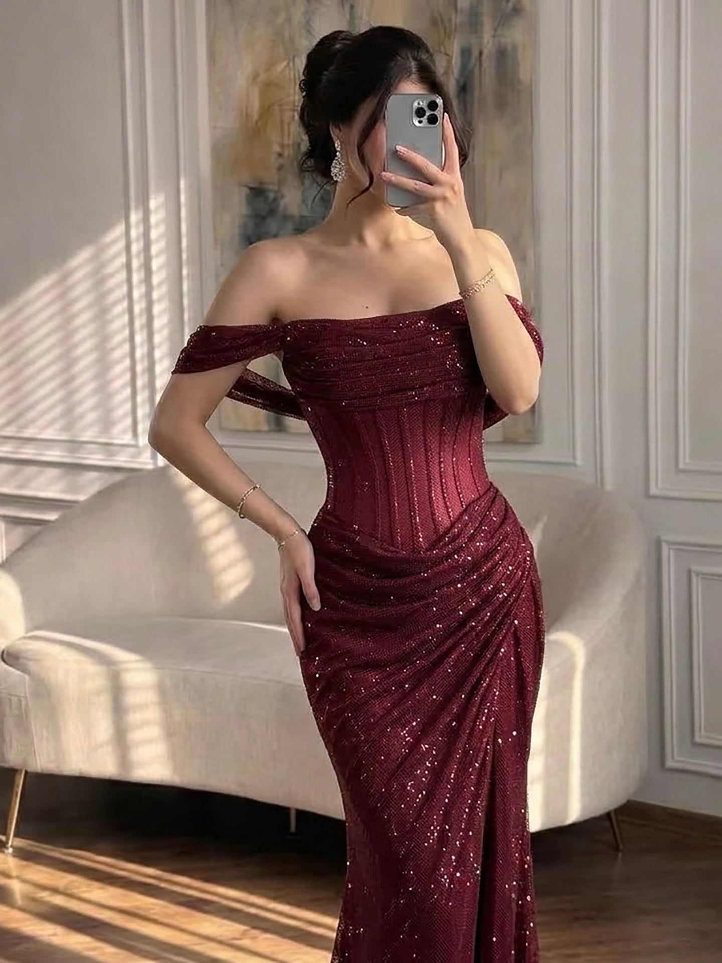 Luxury Green Off Shoulder Corset Mermaid Evening Dress LA73410C SERENE HILL