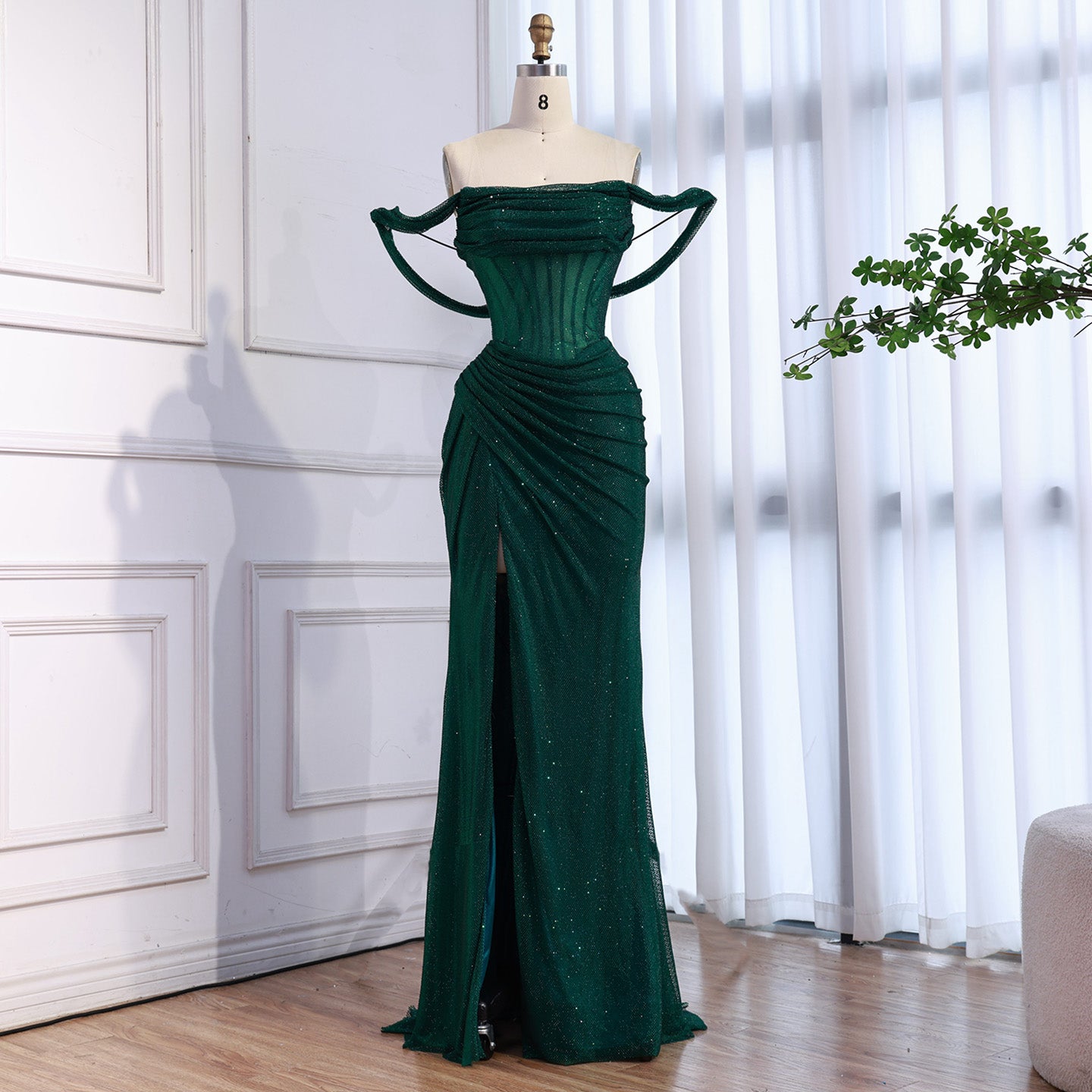 Luxury Green Off Shoulder Corset Mermaid Evening Dress LA73410C - SERENE  HILL