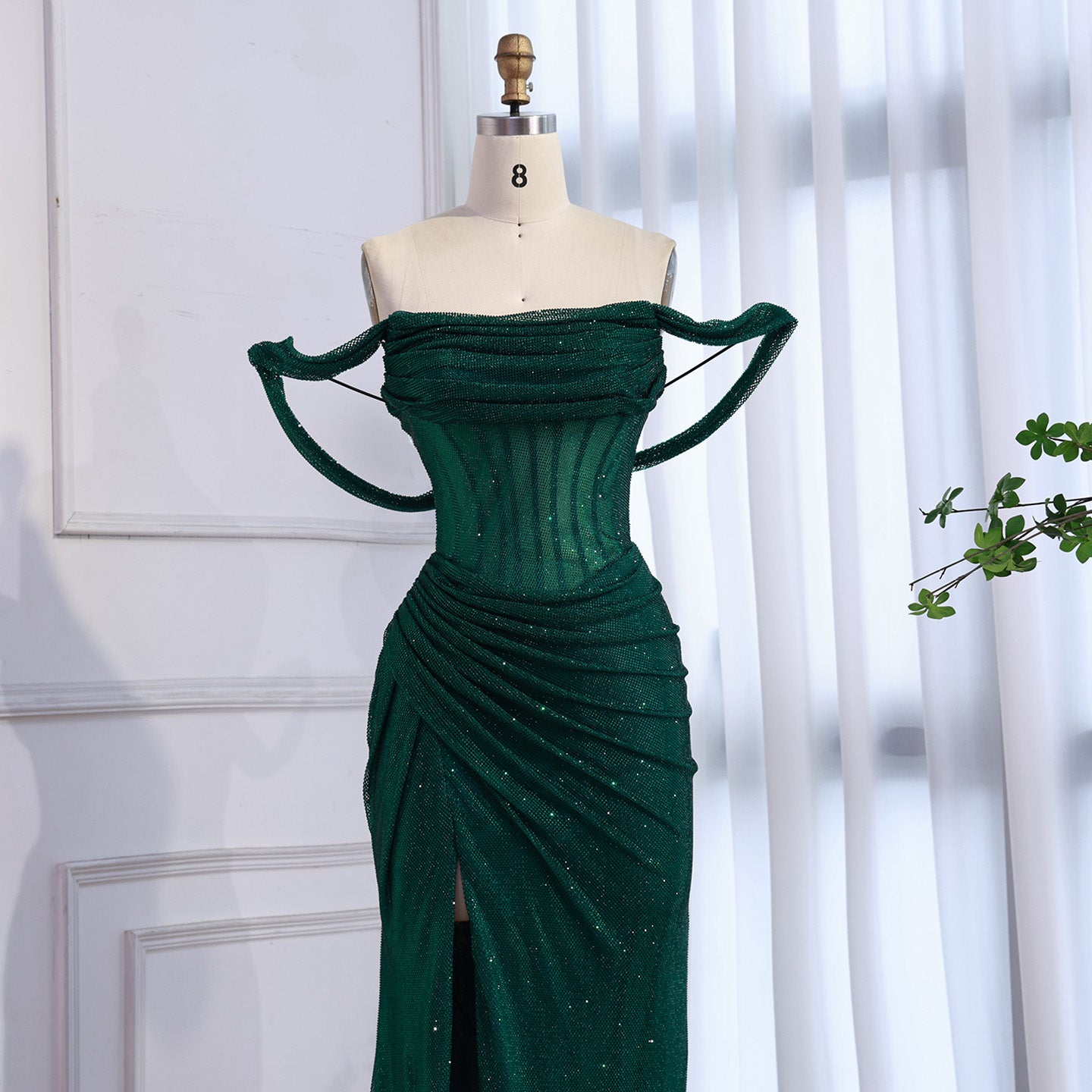 Luxury Green Off Shoulder Corset Mermaid Evening Dress LA73410C - SERENE  HILL