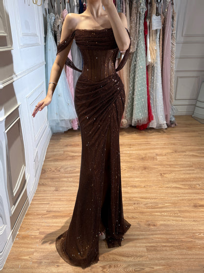 Luxury Green Off Shoulder Corset Mermaid Evening Dress LA73410C SERENE HILL