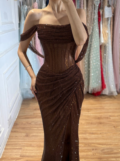 Luxury Green Off Shoulder Corset Mermaid Evening Dress LA73410C SERENE HILL