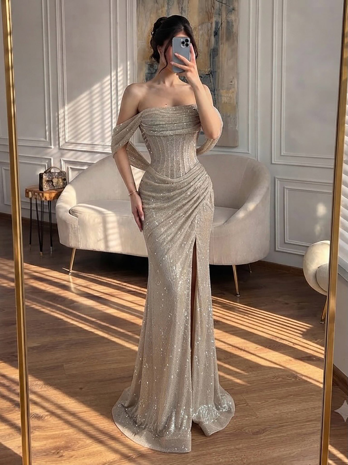 Luxury Green Off Shoulder Corset Mermaid Evening Dress LA73410C SERENE HILL