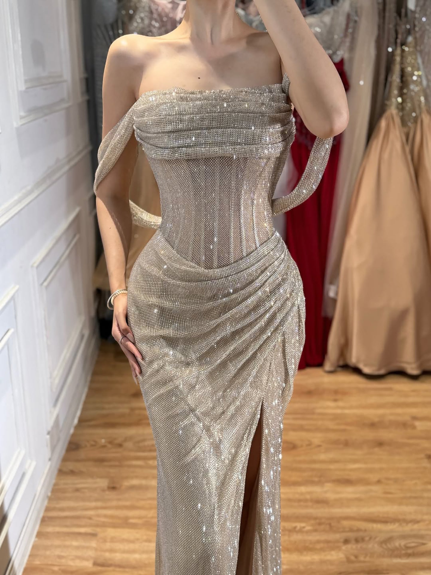 Luxury Green Off Shoulder Corset Mermaid Evening Dress LA73410C SERENE HILL