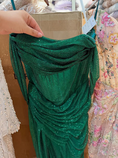 Luxury Green Off Shoulder Corset Mermaid Evening Dress LA73410C - SERENE  HILL