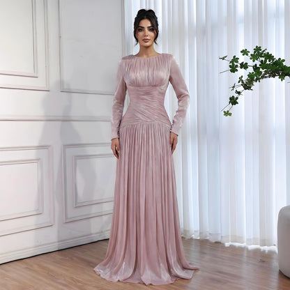 Modest Beige Corset Long Evening Dress With Cape LA73418 - SERENE  HILL
