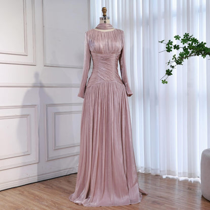 Modest Beige Corset Long Evening Dress With Cape LA73418 - SERENE  HILL