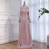 Modest Beige Corset Long Evening Dress With Cape LA73418 - SERENE  HILL