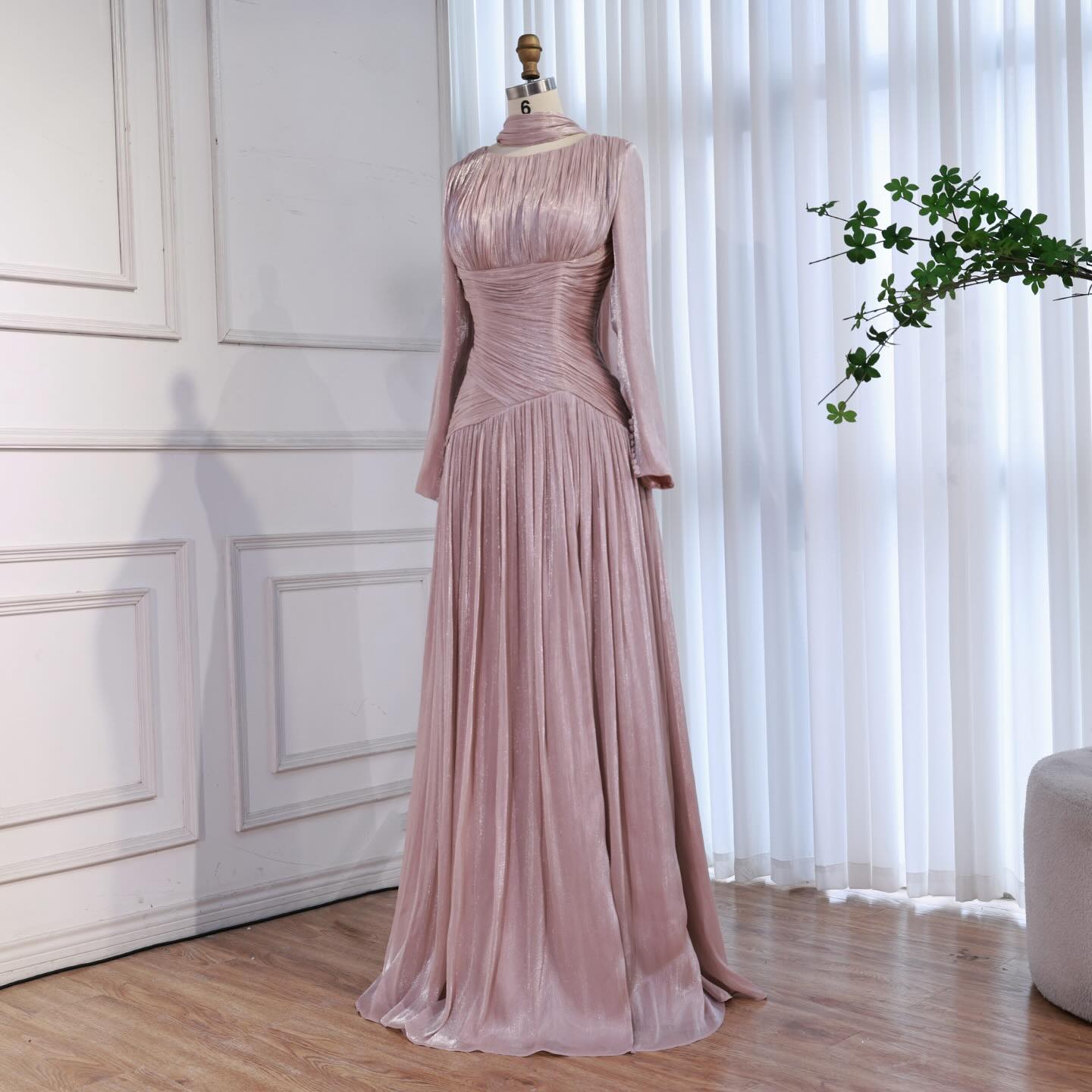 Modest Beige Corset Long Evening Dress With Cape LA73418 Modest Beige Corset Long Evening Dress With Cape LA73418