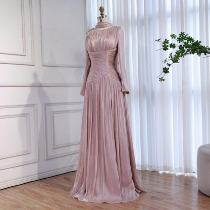 Modest Beige Corset Long Evening Dress With Cape LA73418 - SERENE  HILL