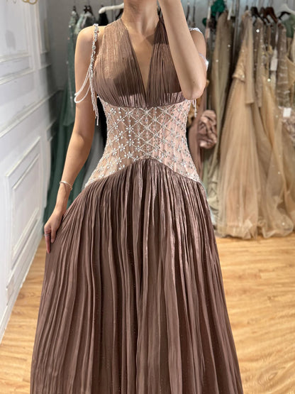 Luxury Turquoise Crystal Beaded A-Line Evening Dress LA73421 SERENE HILL