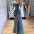 Luxury Blue Crystal Beaded One Shoulder Mermaid Evening Dress LA73425 - SERENE  HILL