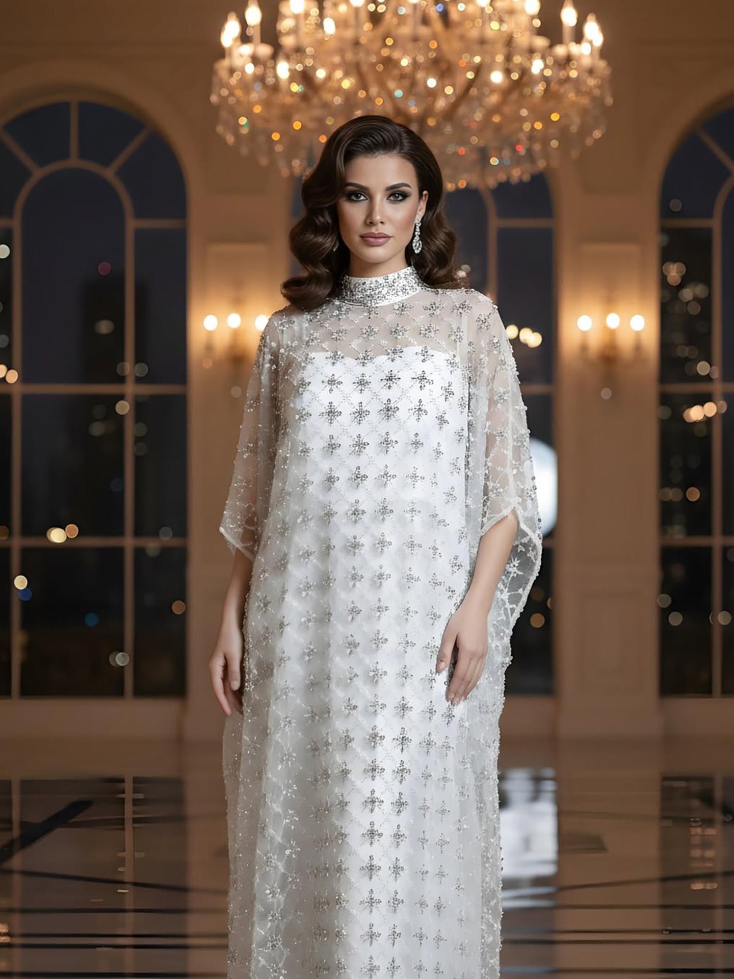 Serene Hill Grey Nude Jasmiko Diamond Beaded Evening Dress LA73428 - SERENE  HILL