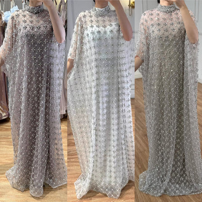 Serene Hill Grey Nude Jasmiko Diamond Beaded Evening Dress LA73428 - SERENE  HILL