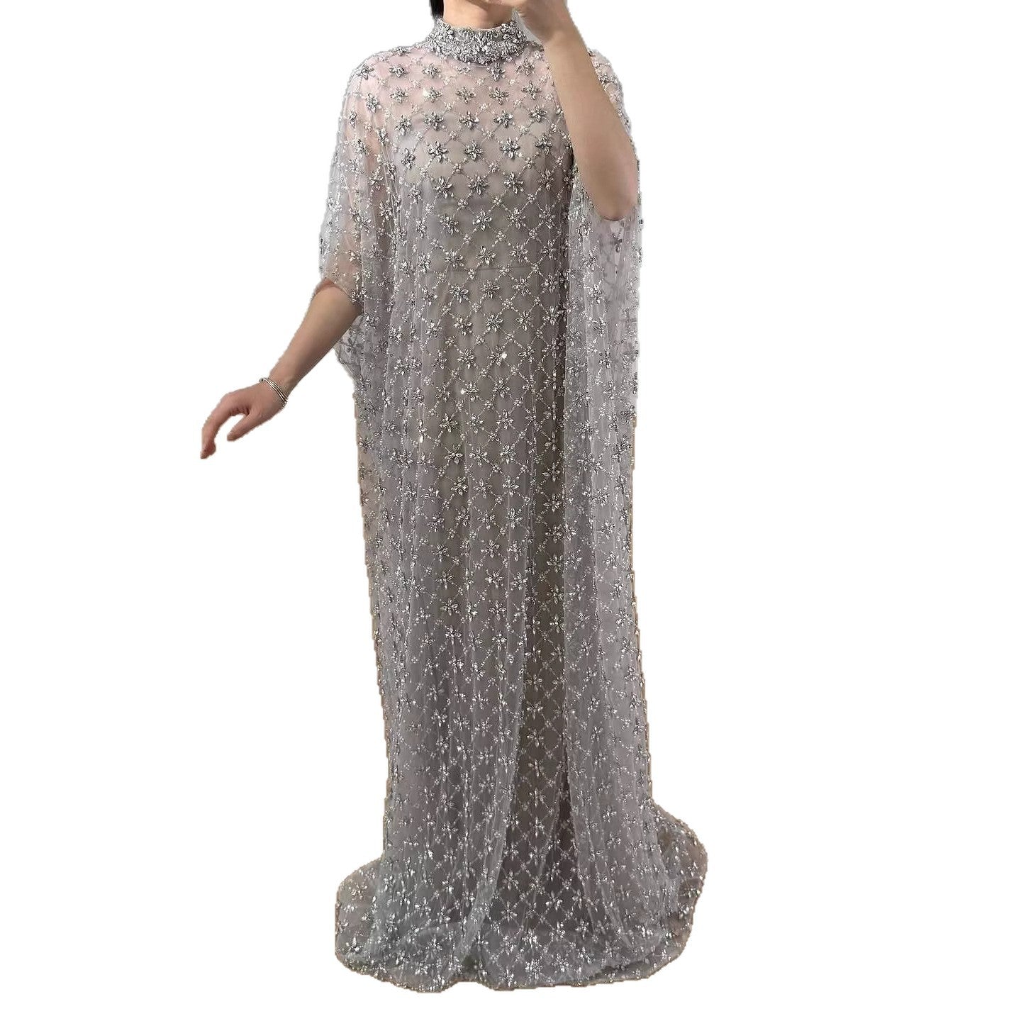 Serene Hill Grey Nude Jasmiko Diamond Beaded Evening Dress LA73428 - SERENE HILL
