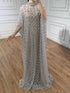 Serene Hill Grey Nude Jasmiko Diamond Beaded Evening Dress LA73428 - SERENE HILL