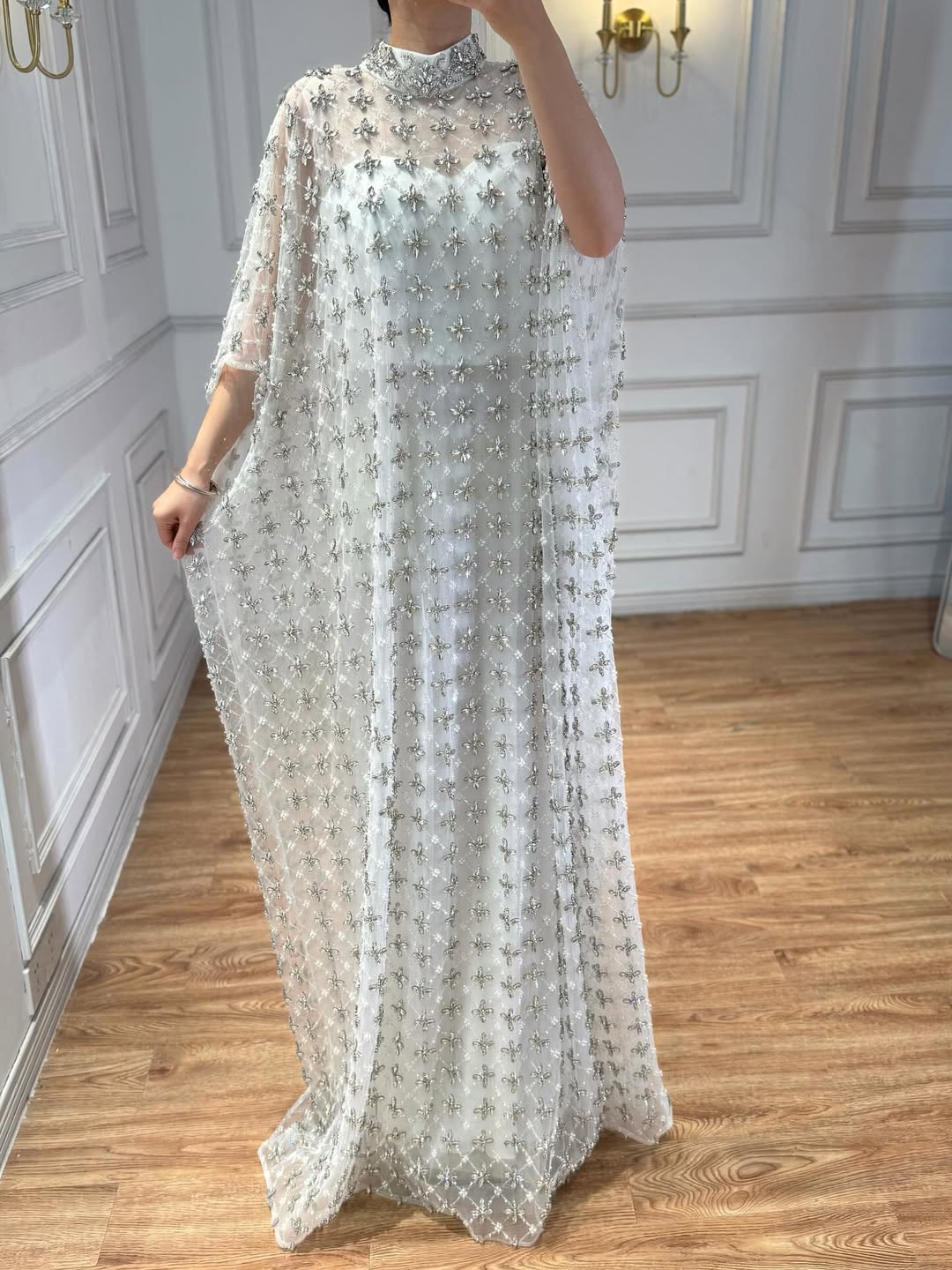 Serene Hill Grey Nude Jasmiko Diamond Beaded Evening Dress LA73428 - SERENE  HILL