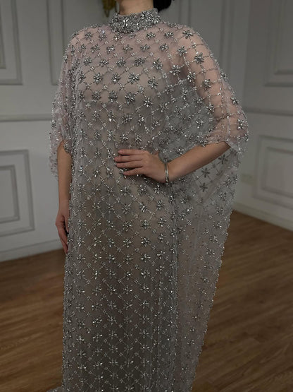 Serene Hill Grey Nude Jasmiko Diamond Beaded Evening Dress LA73428 - SERENE HILL