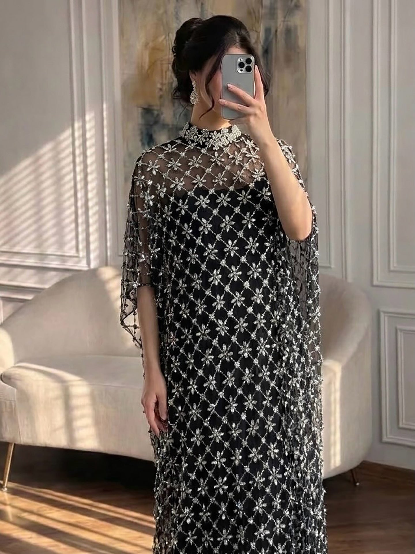Serene Hill Grey Nude Jasmiko Diamond Beaded Evening Dress LA73428 SERENE HILL