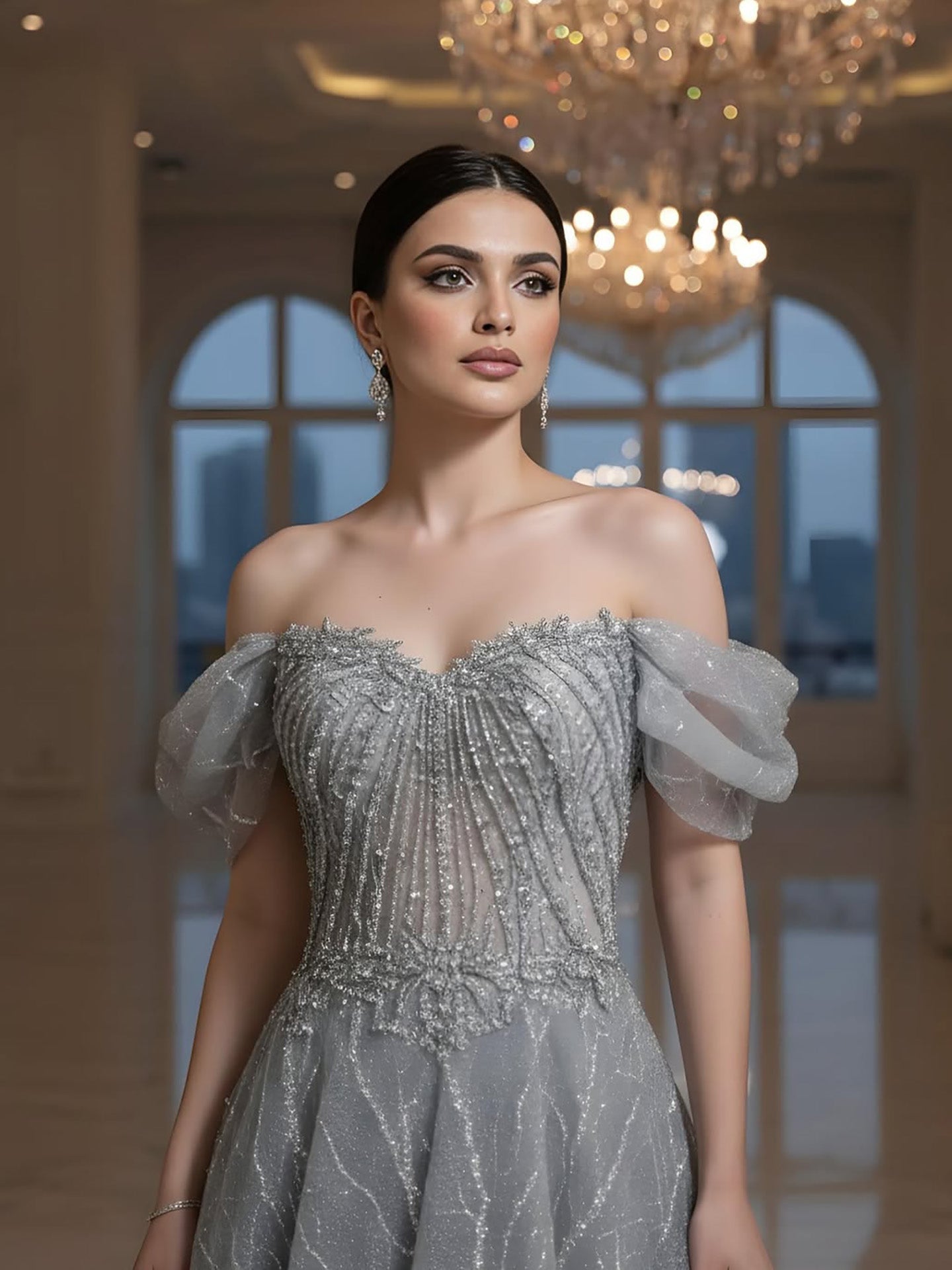 Serene Hill Luxury Grey Beaded A-Line Evening Dress LA73431A - SERENE  HILL