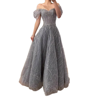 Serene Hill Luxury Grey Beaded A-Line Evening Dress LA73431A - SERENE  HILL