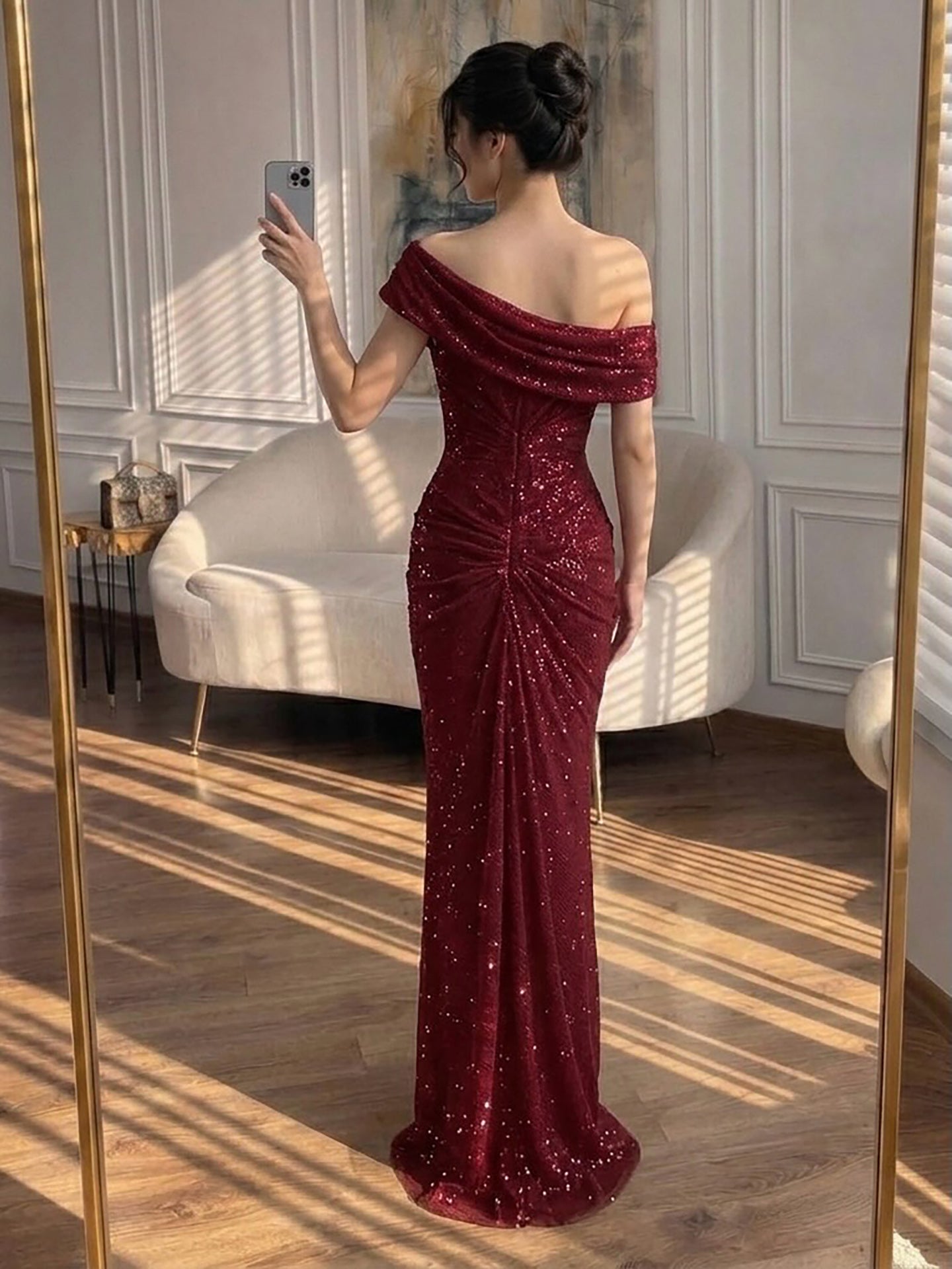 Red Beaded Mermaid Gown | Serene Hill Dubai LA73437 SERENE HILL