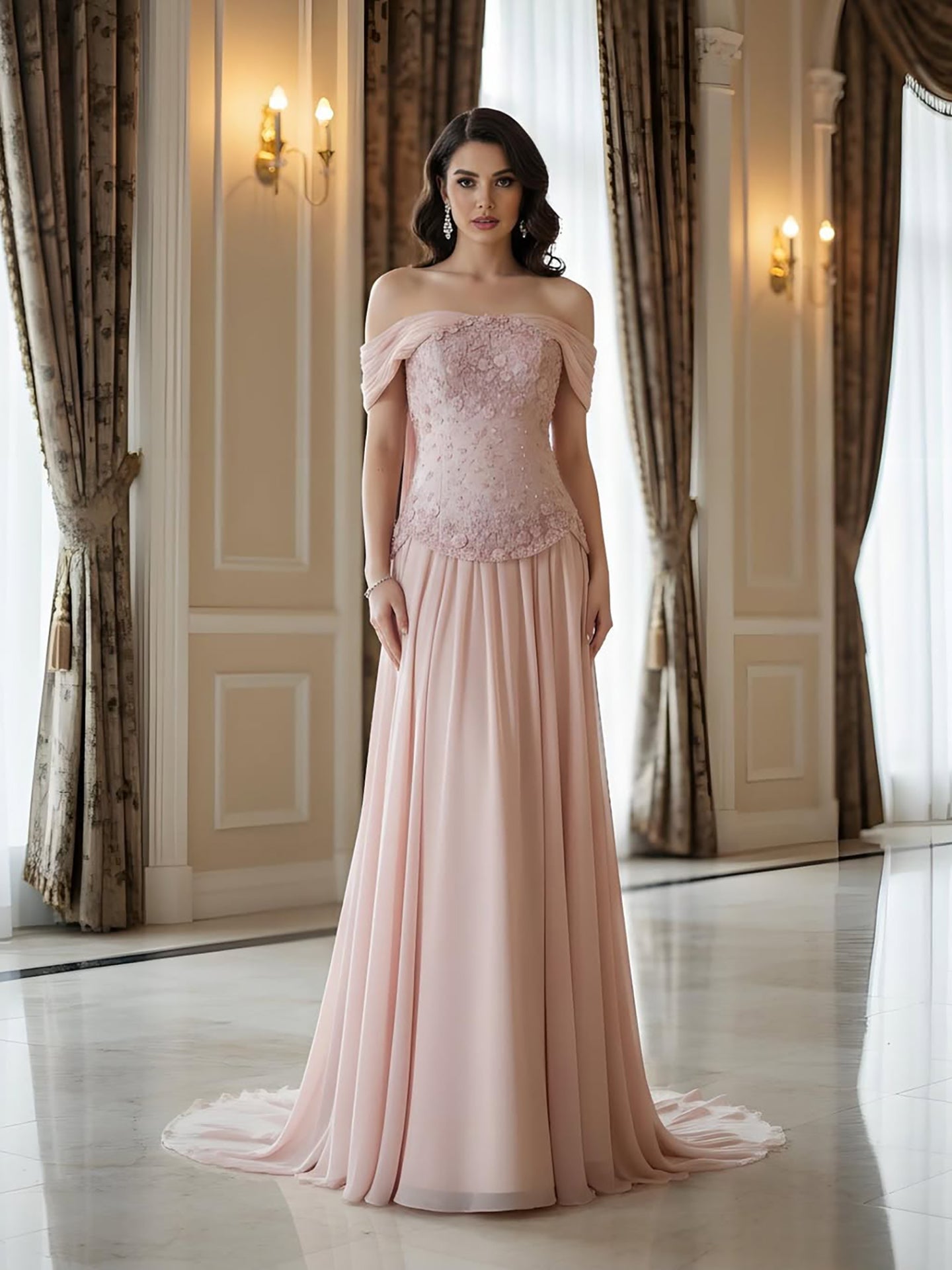 Luxury Pink A-Line Beaded Evening Dress LA73438 - SERENE  HILL